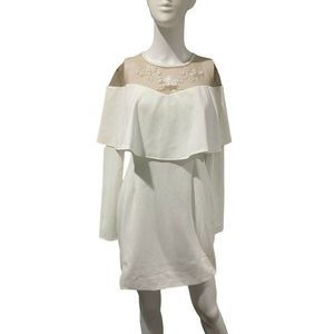 Mustard Seed New with tags Midi Dress Mesh Long Sleeve Whitney Winter White Lg‎